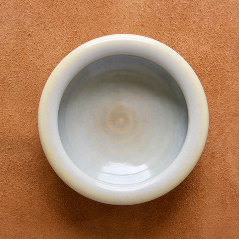 Olle Alberius Rorstrand bowl with celadon glaze, showing swirl detail beneath glaze