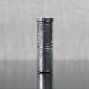 A wonderfully stylish Art Deco period solid sterling silver propelling lipstick holder designed by Sigvard Bernadotte for Danish silversmith Georg Jensen. For sale in the UK.