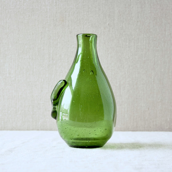 Vintage Erik Hoglund bubbly glass green vase